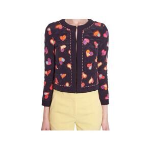 Moschino Boutique Multi-Colored Hearts Quilted Jacket 3/4 Sleeves Size 10